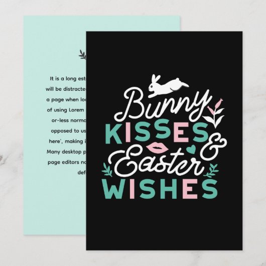 Aardige Pasen Typografie Konijn Pasen Kaart (Voorkant / Achterkant)