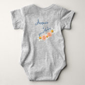 Aardige pastel waterverf pinguïn boot bloemen romper (Achterkant)
