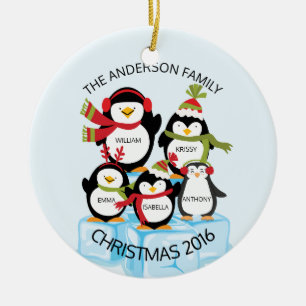 AARDIGE Persoonlijke Familie Van 5 Pinguïns Kerstm Keramisch Ornament