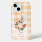Aardige Perzik Geruite Roos Krans Witte Duif Bijbe Case-Mate iPhone Case (Achterkant)
