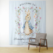 Aardige Peter Konijn Wilde Bloemen Baby Shower Wandkleed (In situ)