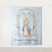 Aardige Peter Rabbit Wilde Bloemen Baby Shower Wandkleed (Voorkant)