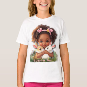 Aardige Peuter Met Haar Huisdieren Konijnen T-shirt