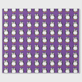Aardige pinguïn cartoon aangepaste winter paars cadeaupapier (Vlak)