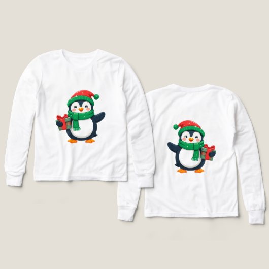 Aardige pinguïn gekleed voor Kerstmis (Voorkant /achterkant)