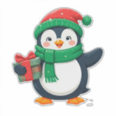 Aardige pinguïn gekleed voor Kerstmis Sticker (Voorkant)