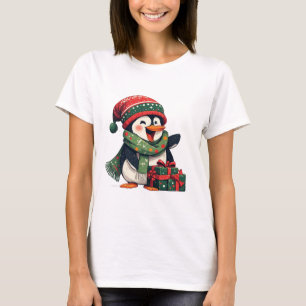 Aardige pinguïn gekleed voor Kerstmis T-shirt