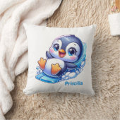 Aardige pinguïn glijdt op ijs op maat kussen (Deken)