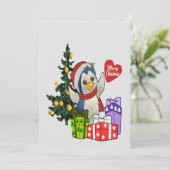 Aardige Pinguïn Kerstkaart (Staand voorkant)