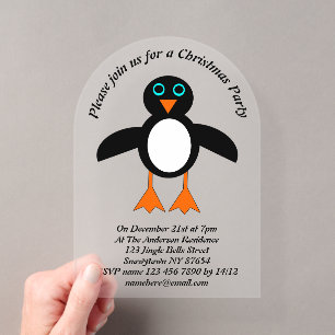 Aardige Pinguïn Op Maat Acryl Uitnodigingen