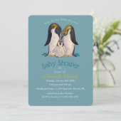 Aardige Pinguïnfamilie Baby Shower Uitnodiging (Staand voorkant)