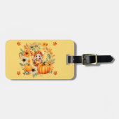 Aardige pompoenelf in herfstkrans bagagelabel (Voorkant horizontaal)