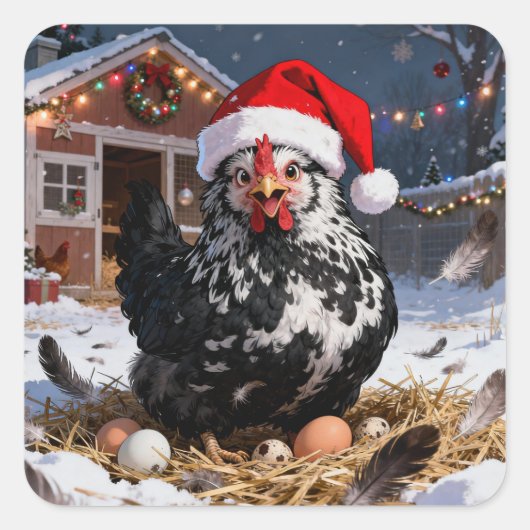 Aardige Poolse Kippetjes Kerst Vierkante Sticker (Voorkant)