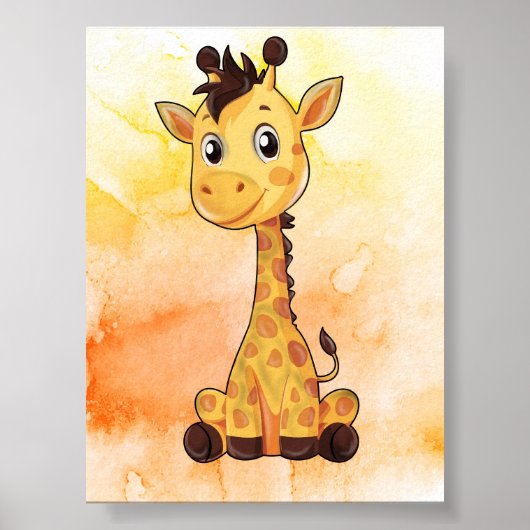Aardige Poster van Giraffe Baby! Perfecte decorati (Voorkant)