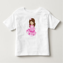 Aardige prinses, kroon, roze jurk, bruin haar kinder shirts