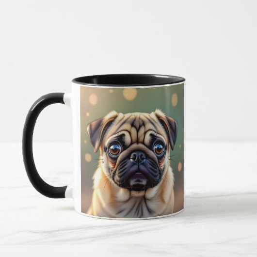 Aardige Pug Close-up | Persoonlijke Cute Hond Mok (Links)