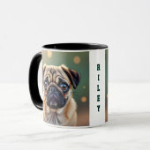 Aardige Pug Close-up | Persoonlijke Cute Hond Mok (Voorkant links)