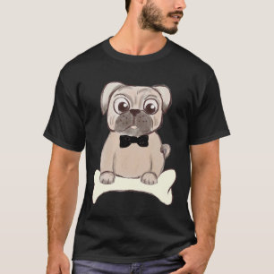Aardige Pug met Zwarte Vlinderdas Illustratie 234 T-shirt