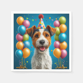 Aardige Puppy die Verjaardag Viert Servet