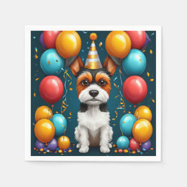 Aardige Puppy die Verjaardag Viert Servet