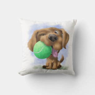 Aardige Puppy Met Tennisbal cartoon Kussen