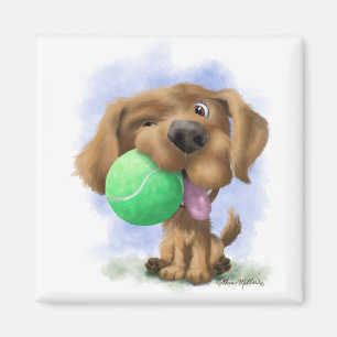 Aardige Puppy Met Tennisbal cartoon Magneet