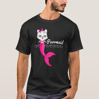 Aardige Purrmaid Witte Kat Schattige Zeemeermin St T-shirt