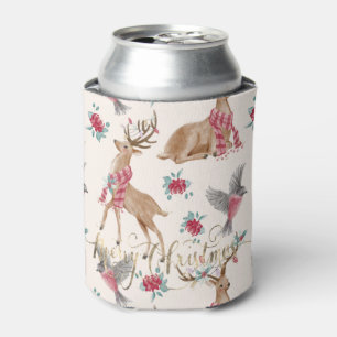 Aardige rendieren, vogels, bloemen blikjeskoeler
