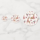 Aardige rendieren, vogels, bloemen confetti (Achterkanten)