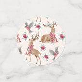 Aardige rendieren, vogels, bloemen confetti (Kleine voorkant)