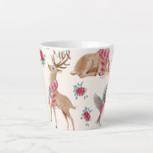 Aardige rendieren, vogels, bloemen