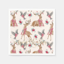 Aardige rendieren, vogels, bloemen