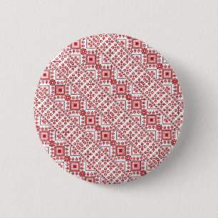 Aardige rode decoratieve Oekraïense patronen ontwe Ronde Button 5,7 Cm