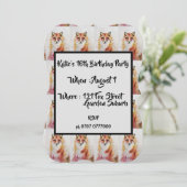 Aardige Rode Vos Watercolour Uitnodiging 16e Verja (Staand voorkant)