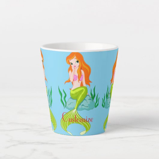 Aardige roodharige zeemeermin Thunder_Cove Latte Mok (Voorkant)