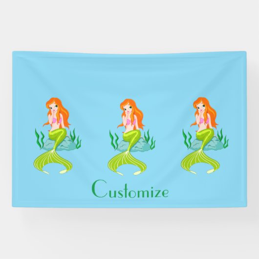Aardige roodharige zeemeermin Thunder_Cove Spandoek (Horizontaal)