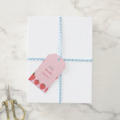 Aardige Roze Aardbei Cadeaulabel (Met Touw)