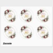 Aardige Roze Bordeaux 80e Verjaardag Stickers (Vel)