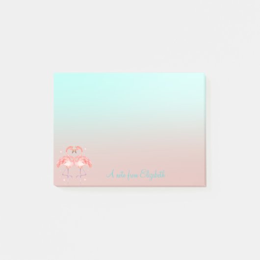Aardige Roze Flamingo's Verliefd Ombre Post-it® Notes (Voorkant)