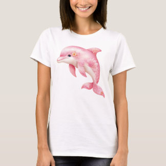 AARDIGE ROZE GELUKKIGE DOLFIJN T-SHIRT