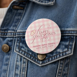 Aardige Roze Geruite Typografie Galentines Ronde Button 7,6 Cm