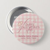 Aardige Roze Geruite Typografie Galentines Ronde Button 7,6 Cm (Voorkant /achterkant)