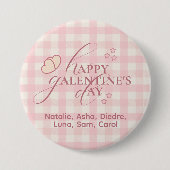 Aardige Roze Geruite Typografie Galentines Ronde Button 7,6 Cm (Voorkant)