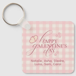 Aardige Roze Geruite Typografie Galentines Sleutelhanger