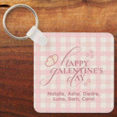 Aardige Roze Geruite Typografie Galentines Sleutelhanger (Voorkant)
