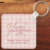 Aardige Roze Geruite Typografie Galentines Sleutelhanger (Achterkant)