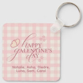 Aardige Roze Geruite Typografie Galentines Sleutelhanger (Achterkant)