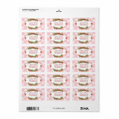 Aardige Roze Gingham Babyshower met Aardbeien Etiket (Full Sheet)