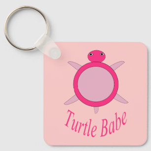 Aardige Roze Schildpad Babe Op Maat Sleutelhanger