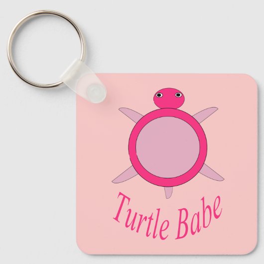Aardige Roze Schildpad Babe Op Maat Sleutelhanger (Voorkant)